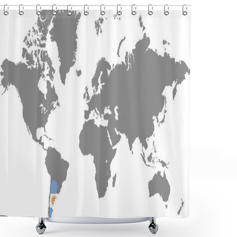 Personality  Argentina In World Map, World Map, Geographic Map, Argentina Map, Argentina Border Line, Asia, Africa, Europe, North America, South America, Australia Oceania Shower Curtains