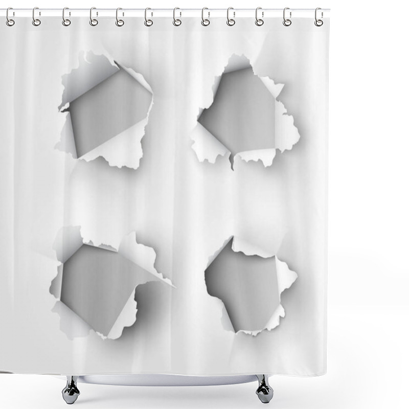 Personality  Set Of Holes Torn In Paper Shower Curtains