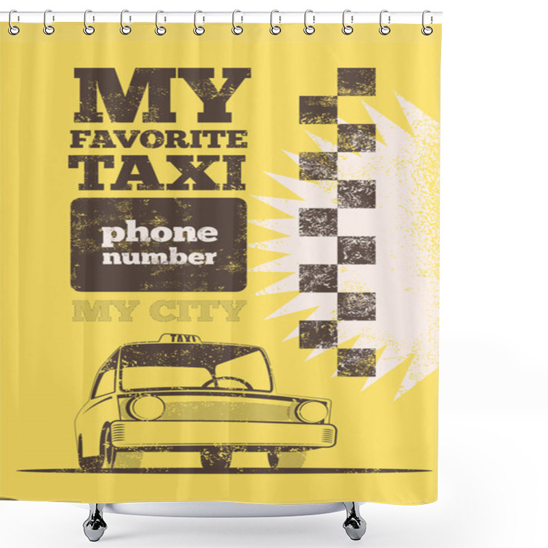 Personality  Taxi Cab Retro Poster Shower Curtains