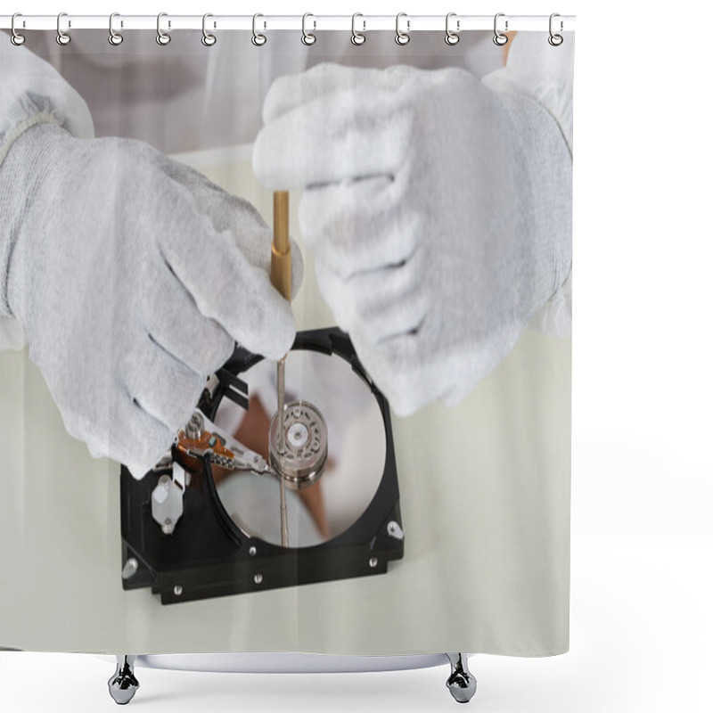 Personality  Person Repairing Harddisk Shower Curtains