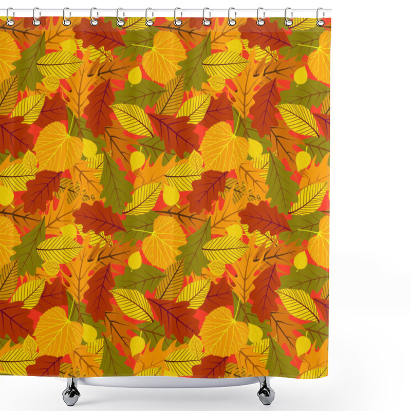 Personality  Autumn Seamless Background With Leaves Shower Curtains