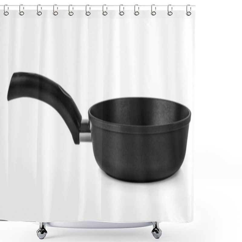 Personality  The Black Fry Pan Over White Background Shower Curtains