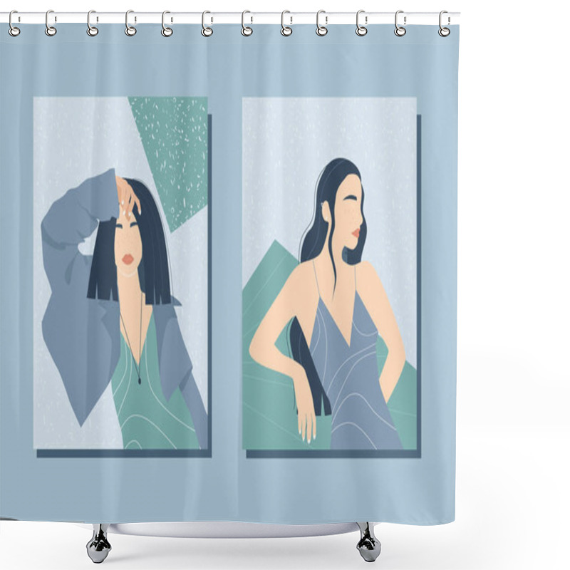 Personality  Trendy Posters With Women. Contemporary Art. Stylized Female Forms. Vector Illustration Shower Curtains