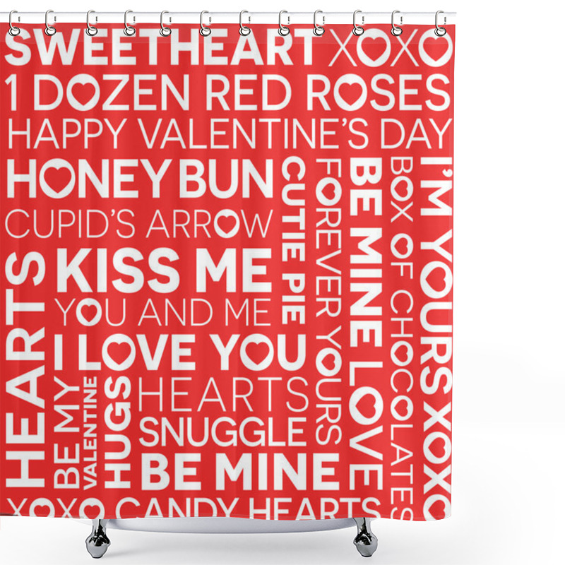 Personality  Seamless Valentines Day Word Pattern With Hearts Shower Curtains