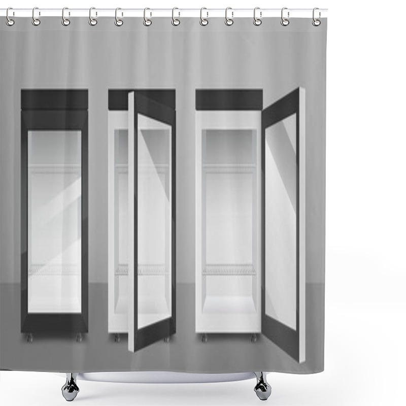 Personality  Black Mini Refrigerator With Transparent Glass Door Shower Curtains