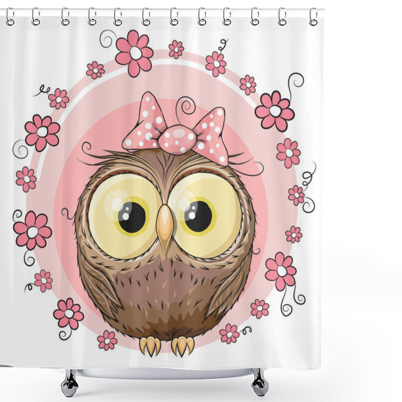 Personality  Owl With Flowers Shower Curtains