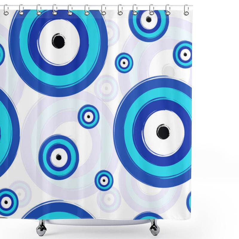 Personality  Seamless Tileable Texture With Blue Greek Evil Eye Shower Curtains