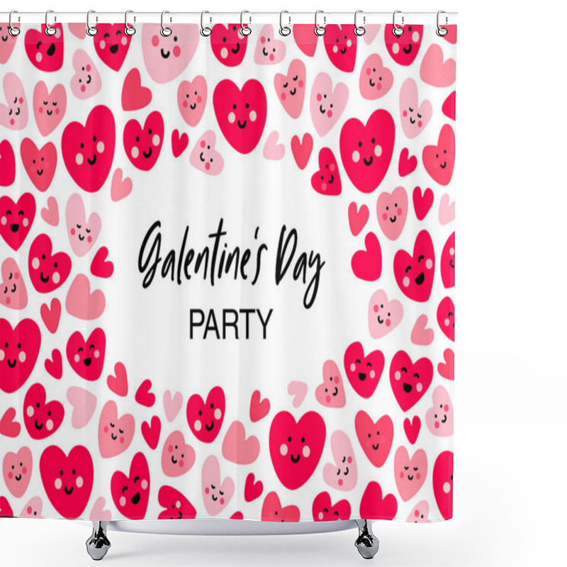 Personality  Cute Card With Hand Drawn Hearts For Girls Friends Celebrating Valentines Day Shower Curtains