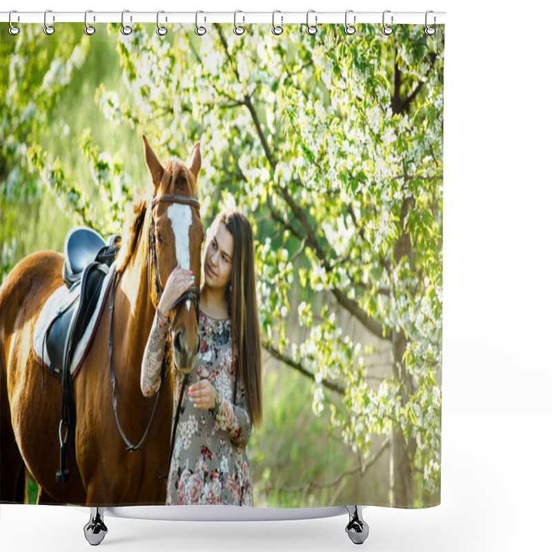 Personality  Girl And Horse Shower Curtains