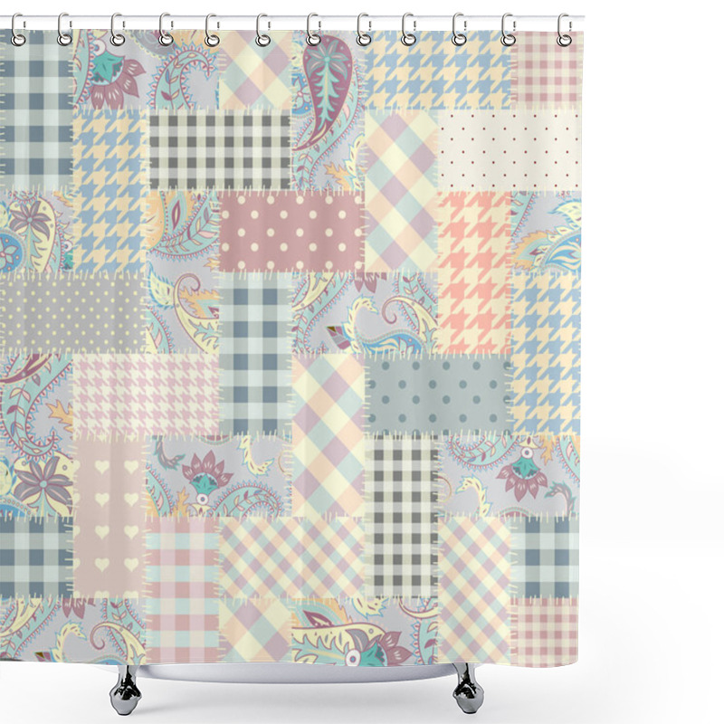 Personality  Patchwork Textile Pattern. Seamless Quilting Design Background. Shower Curtains