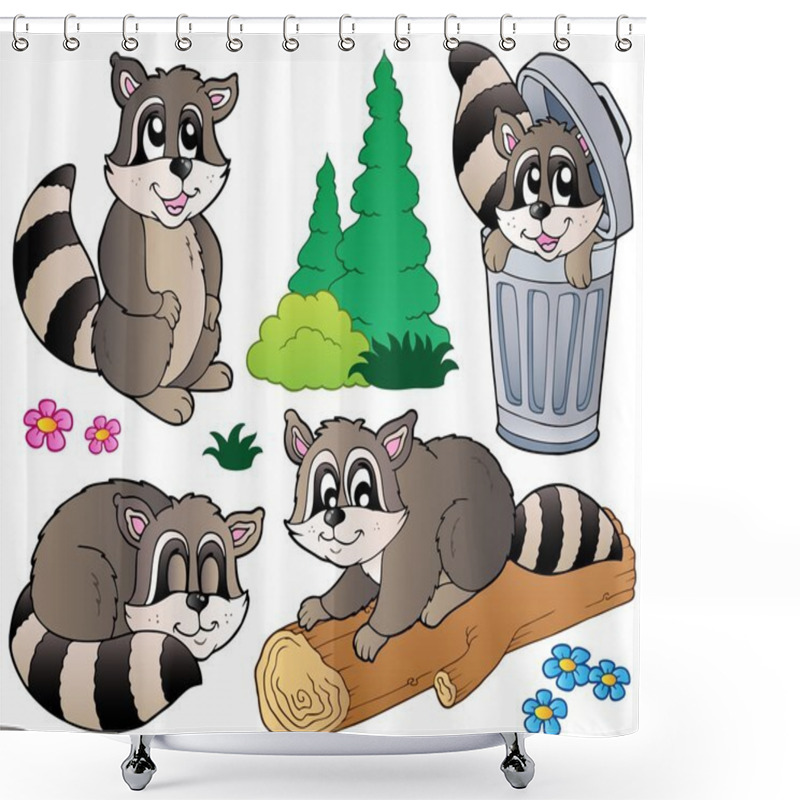 Personality  Cartoon Racoons Collection Shower Curtains