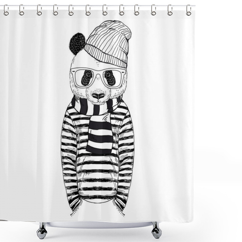 Personality  Panda Boy Dressed Up  Shower Curtains