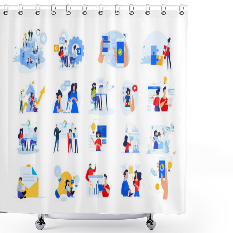 Personality  Set Of Modern Flat Design People Icons Of Start Up, Project Development, Business Strategy And Analytics, Social Media, Internet Marketing, E-banking, Programming, Cloud Data Storage. Shower Curtains