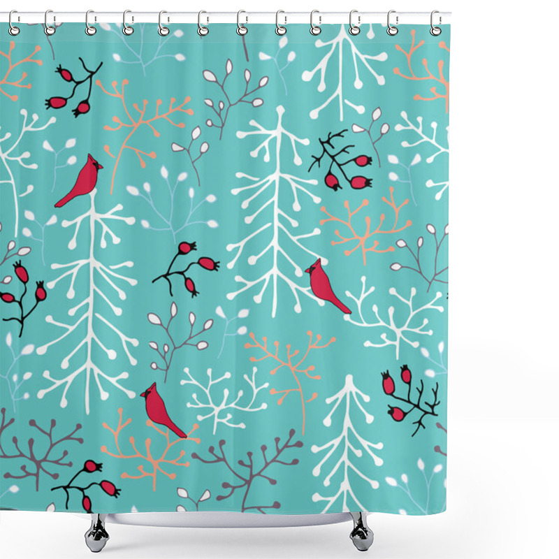 Personality  Winter Forest Seamless Pattern Shower Curtains