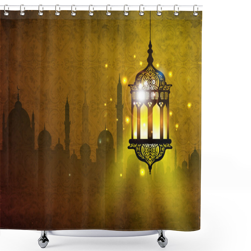 Personality  Hanging IIlluminated Intricate Arabic Lamp With On Shiny Abstrac Shower Curtains