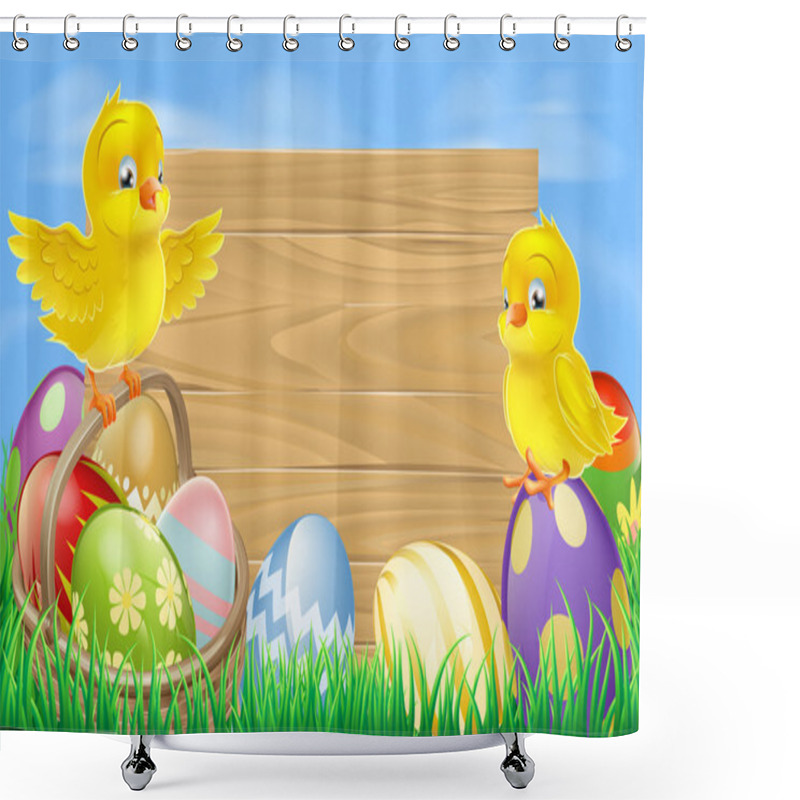 Personality  Easter Eggs Sign Shower Curtains