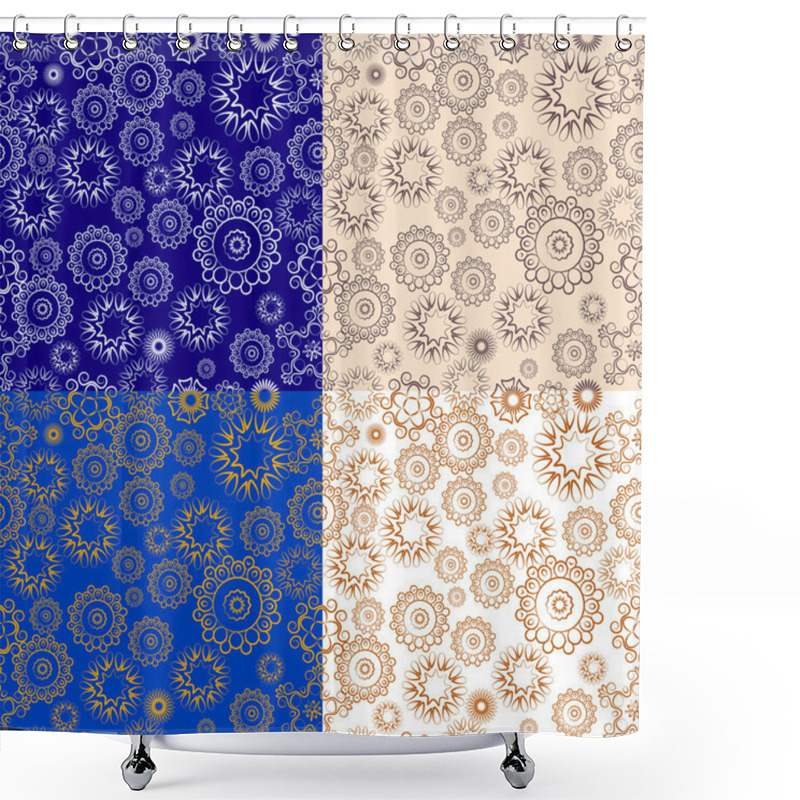 Personality  Set Of Repeating Floral Patterns Shower Curtains