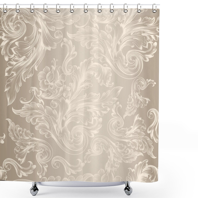 Personality  Floral Seamless Vector  Pattern With Swirls Shower Curtains