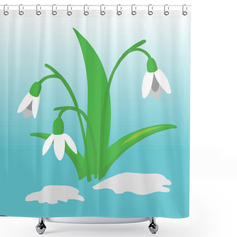 Personality  Snowdrop Flower Illustration Shower Curtains