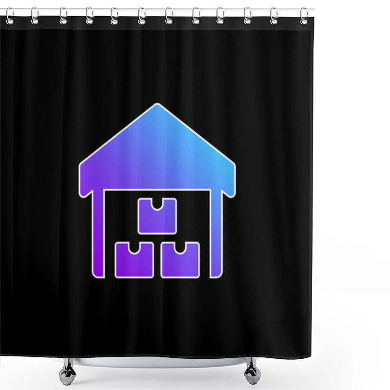 Personality  Boxes Blue Gradient Vector Icon Shower Curtains