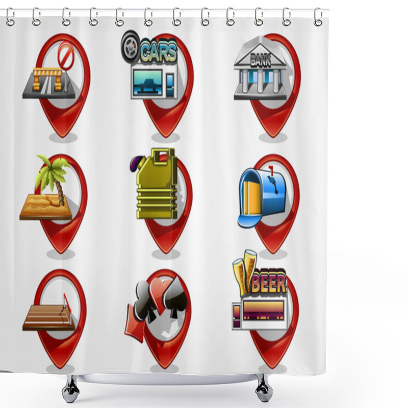 Personality  Detailed Navigation Icons Set 3 Shower Curtains