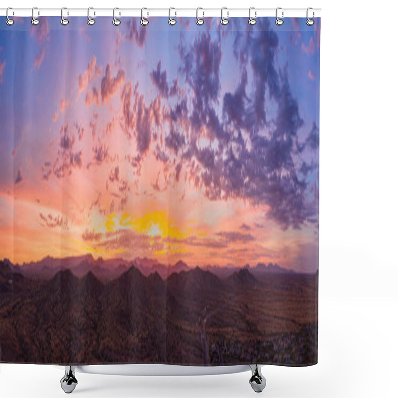 Personality  Sunrise Panorama Over The Sonoran Desert Shower Curtains