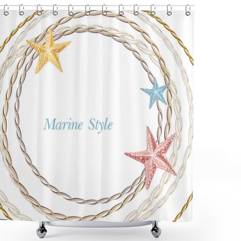 Personality  Decorative Sea Frame With Starfishes. Can Be Used As A Greeting Card Or Wedding Invitation Shower Curtains