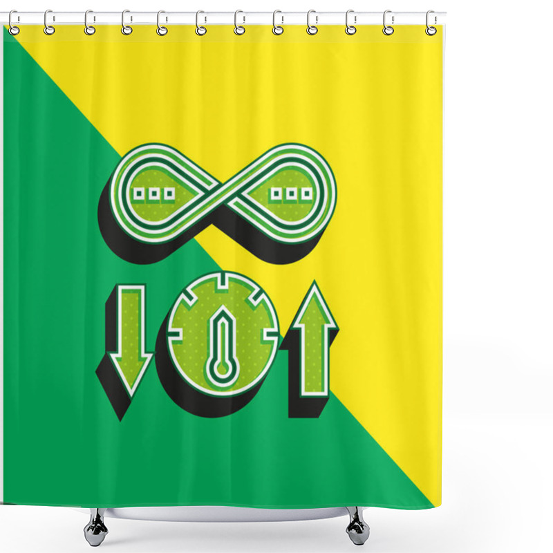 Personality  Bandwidth Green And Yellow Modern 3d Vector Icon Logo Shower Curtains