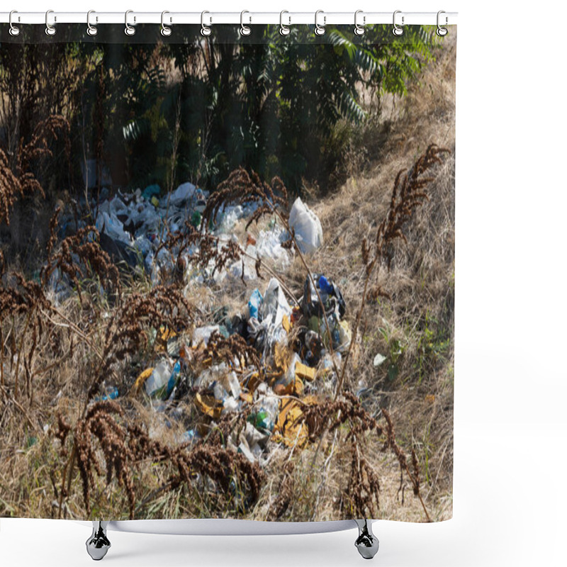 Personality  Household Garbage Pile Illegal Dumping Forest Pollution Environmental Problem Litter Waste Debris Nature Contamination Ecological Trash Heap Urban Waste Landfill Damage Eco Awareness Recycling Issue Shower Curtains