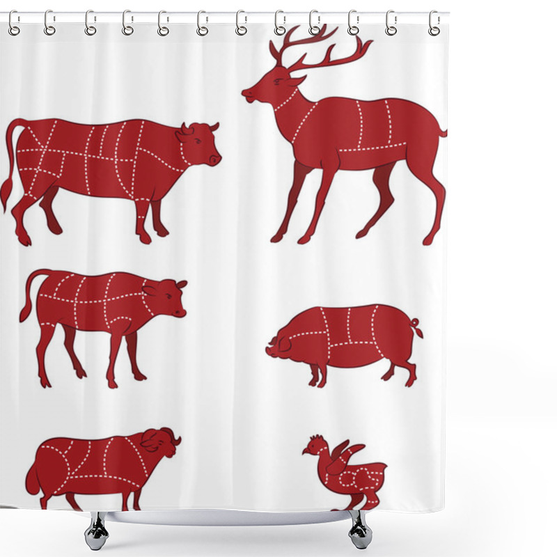 Personality  Cutting Meat Diagram Shower Curtains