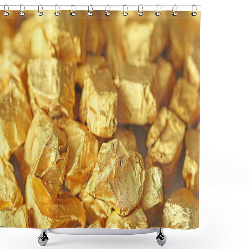 Personality  Golden Background. Ingots Or Nuggets Of Pure Gold. Gold Leaf. Te Shower Curtains