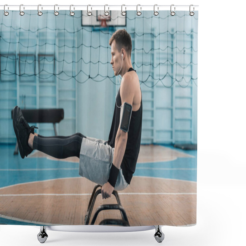 Personality  Young Sportsman Exercising Shower Curtains