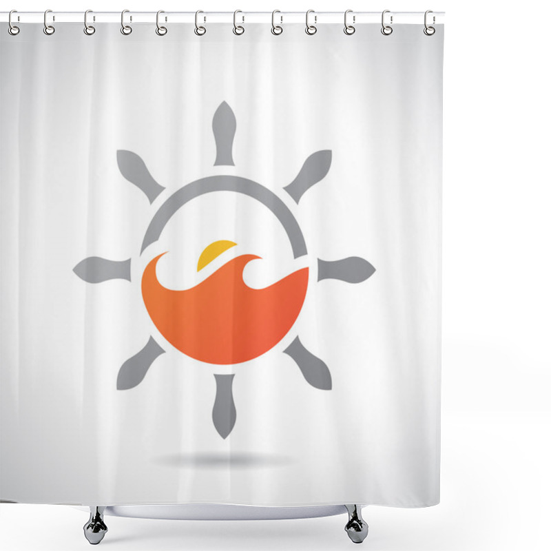 Personality  Rudder And Sea Icon Vector Illustration Shower Curtains