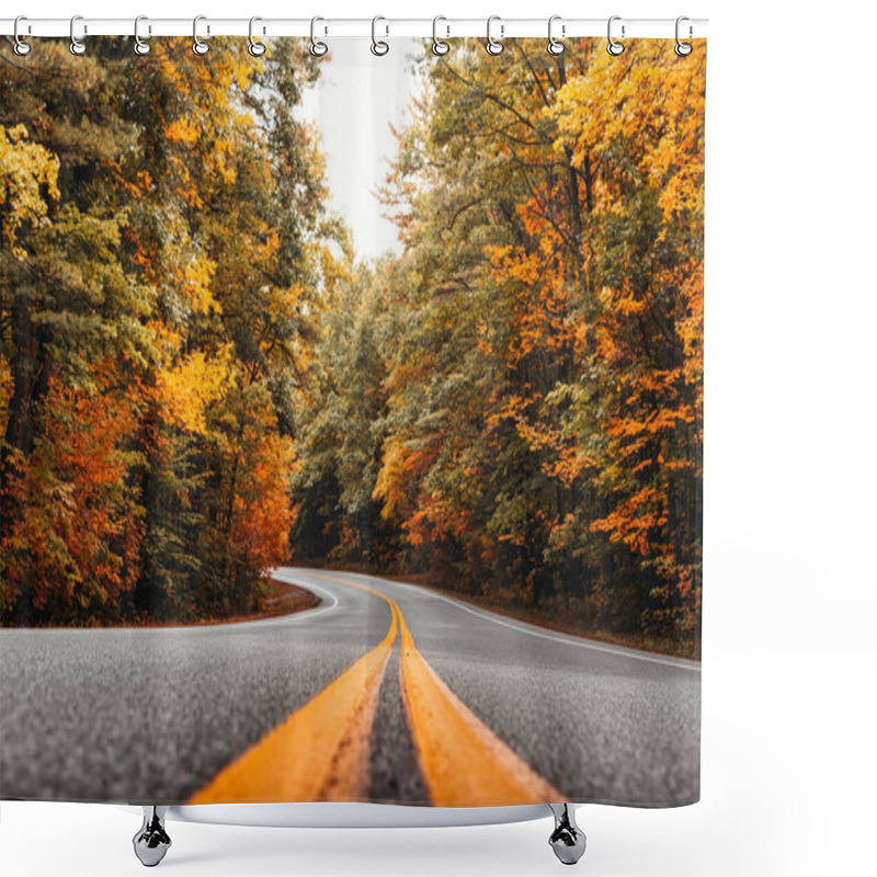 Personality  Autumnal Road Trip: Car Driving Through New England, USA Amidst The Autumn Season - 4K Ultra HD Photo Shower Curtains