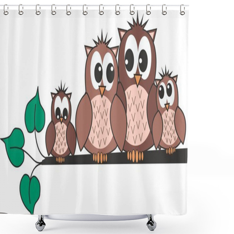 Personality  Owl Family Shower Curtains