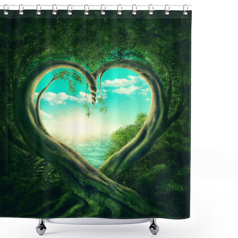 Personality  Trees Forming A Heart Shower Curtains