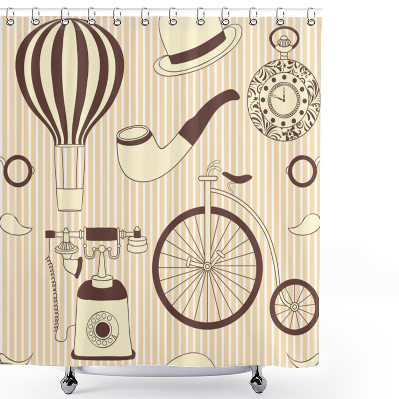 Personality  Retro Objects Shower Curtains