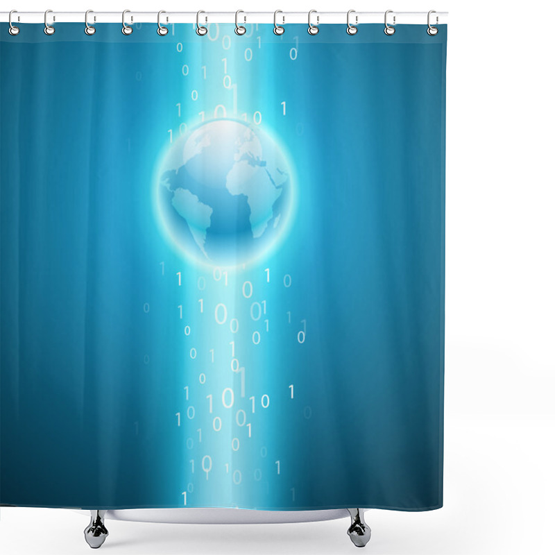 Personality  Stream Of Binary Code To The Globe. Shower Curtains