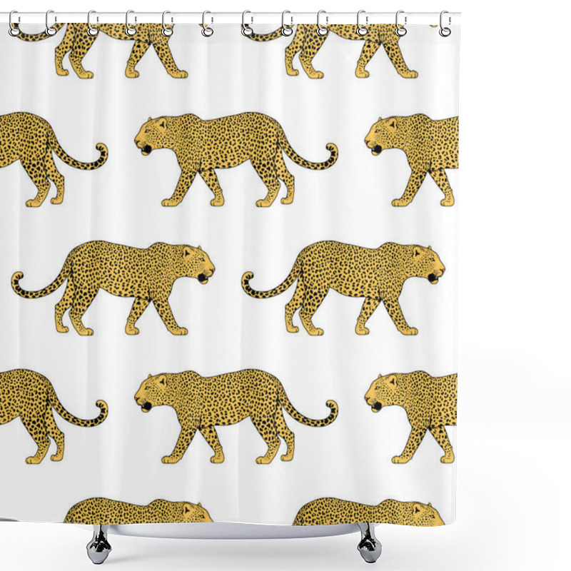 Personality  Leopard Face Tattoo ,Vector Illustration, Print Shower Curtains