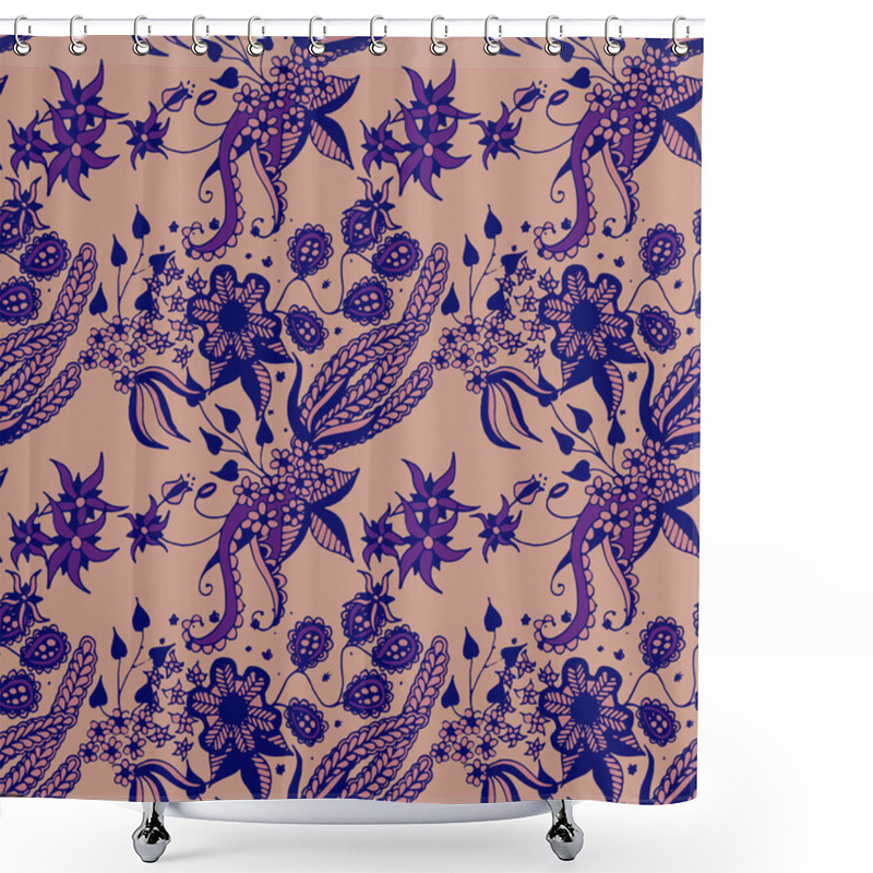 Personality  Seamless Floral Texture. Modern Orient Rapport. For Linen, Wallpaper, Cloth,. Seamless Zentangle With Summer Blossoms In Country Style. Summer Small Floral Texture. Shower Curtains