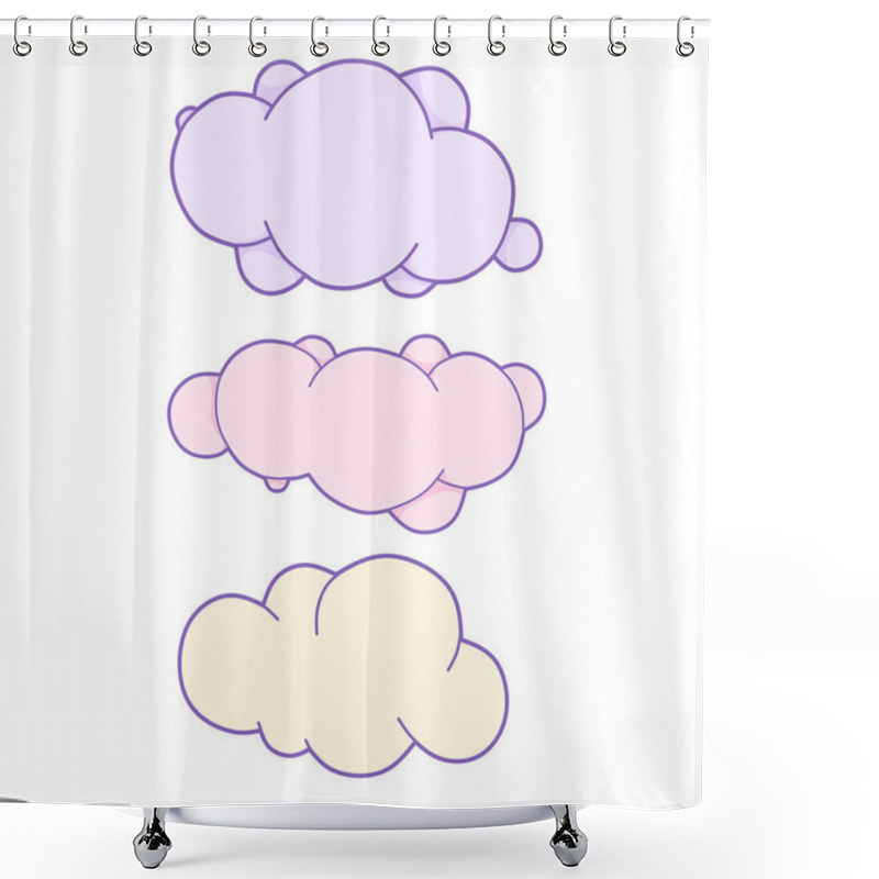 Personality  Cute Clouds Vector Illustration For Kids. Isolated Design Children, Stickers. It Can Be Used For Sticker, Patch, Phone Case, Poster, T-shirt, Mug And Other Design. Shower Curtains