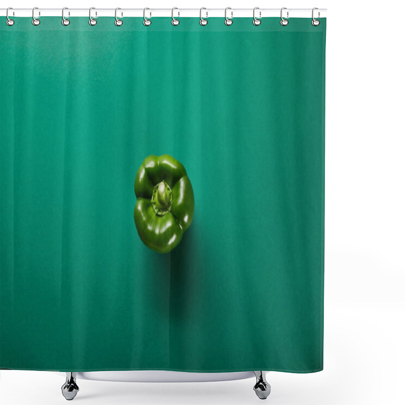 Personality  Top View Of Green Fresh Vegetables On Green Background Shower Curtains