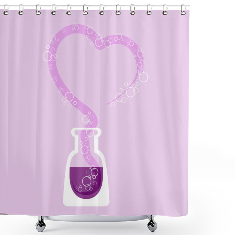 Personality  Chemical Test Tube With Heart. Vector Illustration. Shower Curtains