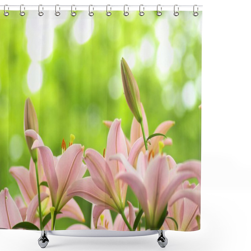 Personality  Cute Pink Lily Flower Garden Shower Curtains