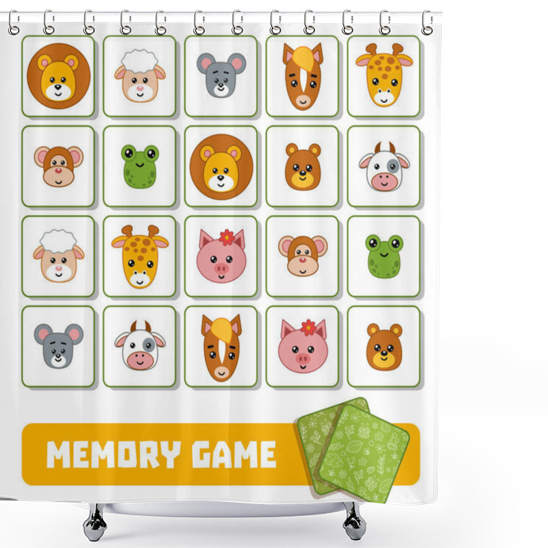 Personality  Memory Game For Children, Cards With Animals Shower Curtains