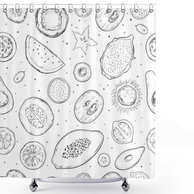 Personality  Hand Drawn Exotic Products Seamless Pattern Shower Curtains