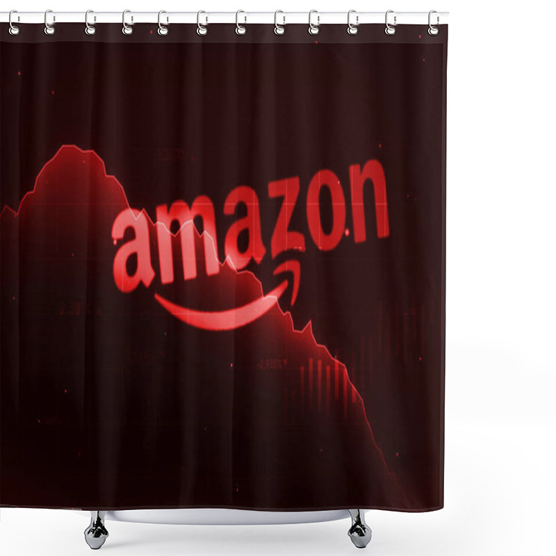 Personality  Amazon Company Going In Loss With Red Graph Representation, Ecommerce Giant In Loss Editorial Backdrop Shower Curtains