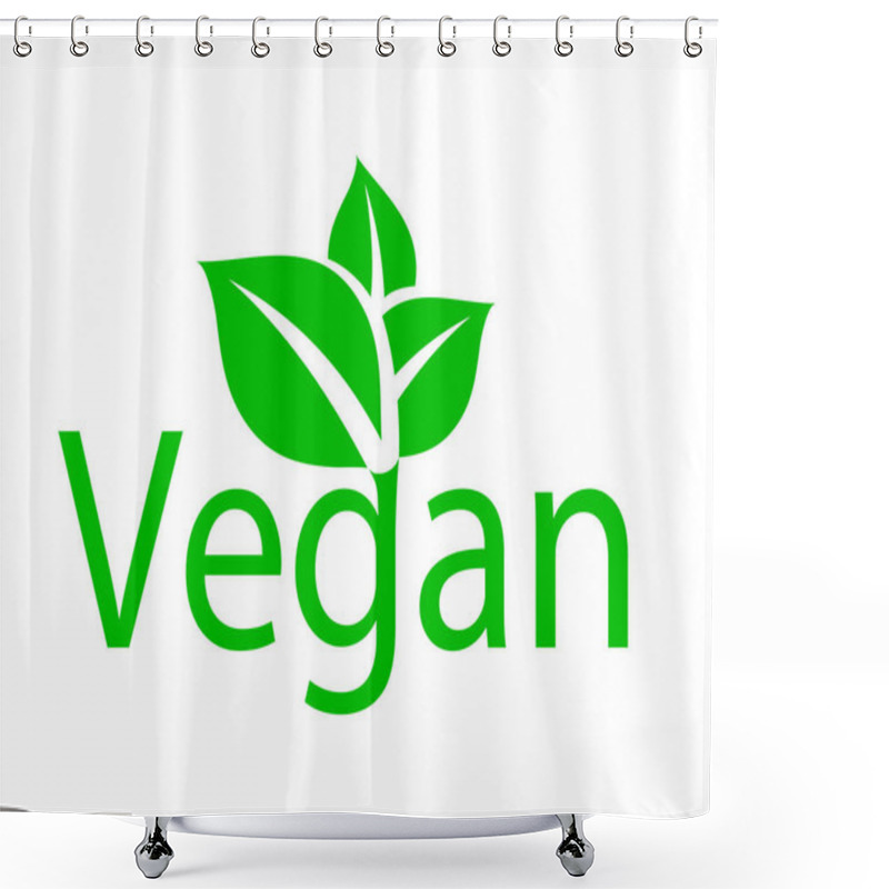 Personality  Vegan Logo With Monochrome Green Leaves Shower Curtains