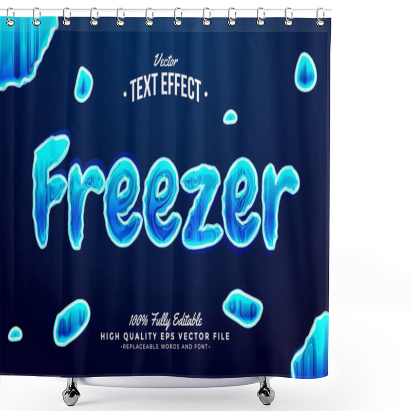 Personality  Freezer Text Effect 3D Editable Font Background Dark Shower Curtains