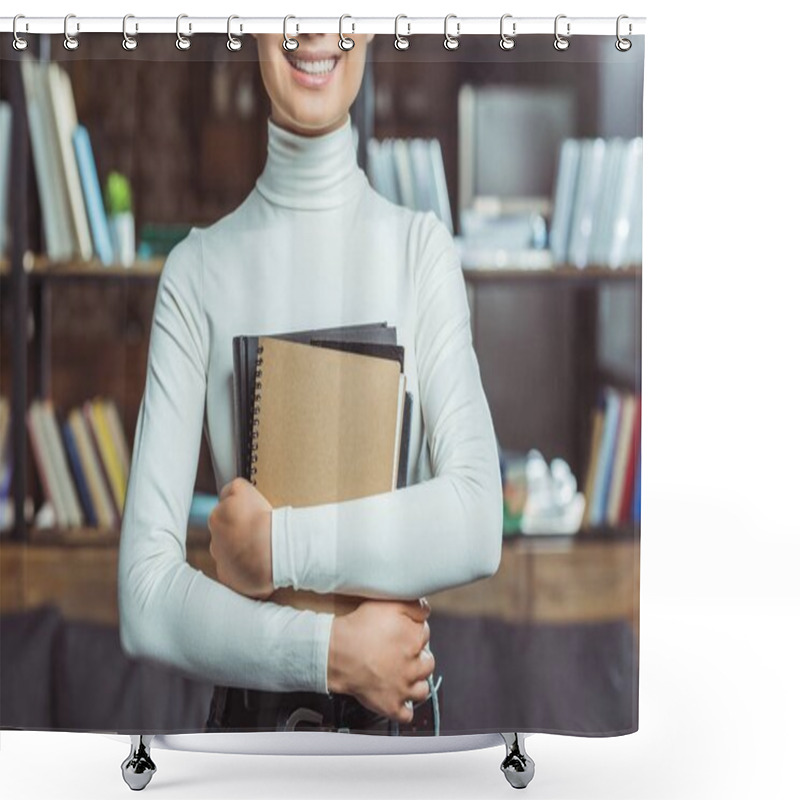 Personality  Asian Student With Books Shower Curtains